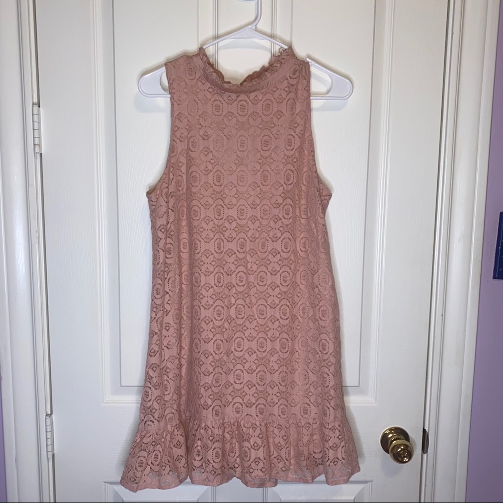 Chelsea & Violet Pink Ruffle Lace Dress